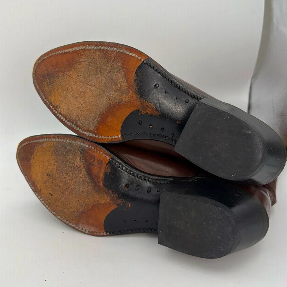 HERITAGE WEST - Vintage Cowboy Brown leather‎ Rodeo western boots USA size 8D